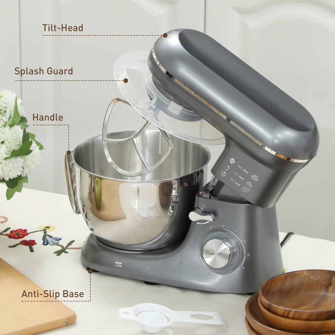 1300W Kitchen Stand Mixer, with Accessories - Silver