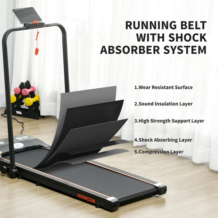 Foldable Walking Treadmill, with LED Display and Wheels, for Home, Office, Fitness Studio, Orange