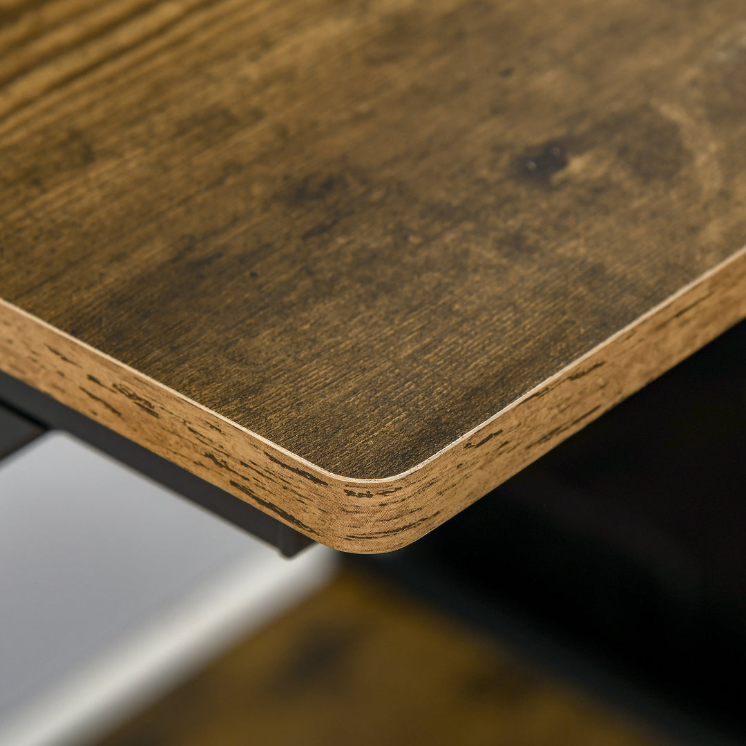 MCL Industrial Computer Desk with Monitor Stand, 70 x 60cm Compact Desk for Small Spaces, Home Office Desk, Rustic Brown