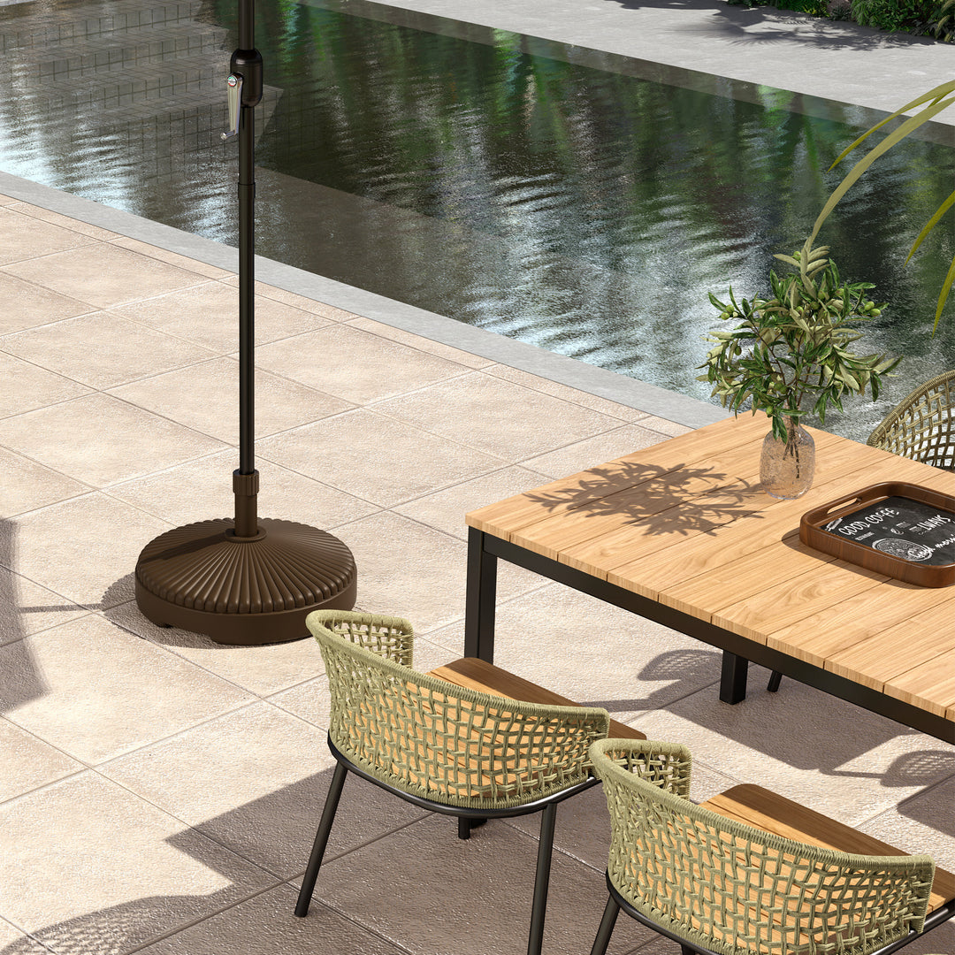 Garden Parasol Base Holder, 28kg Sand Filled, 23kg Water Filled, Sun Umbrella Base Outdoor Umbrella Stand Weight, Brown