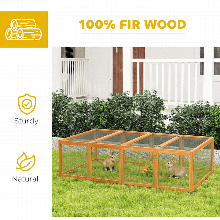 Wooden Rabbit Hutch Cage 6ft with Wire Mesh, Openable Roof, Play Space for Outdoor, Natural Wood Finish