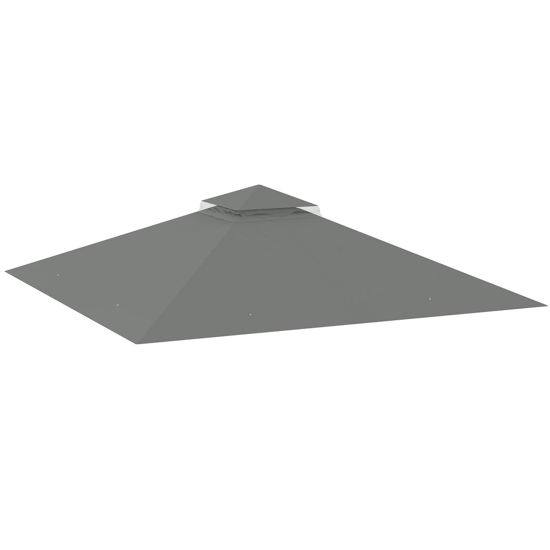 3x3(m) Replacement Gazebo Canopy, Double Tier Roof Top for Garden, Patio, Outdoor, Grey (TOP ONLY)