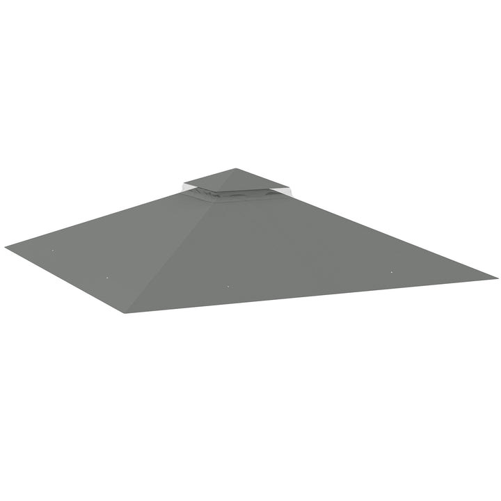 3x3(m) Replacement Gazebo Canopy, Double Tier Roof Top for Garden, Patio, Outdoor, Grey (TOP ONLY)