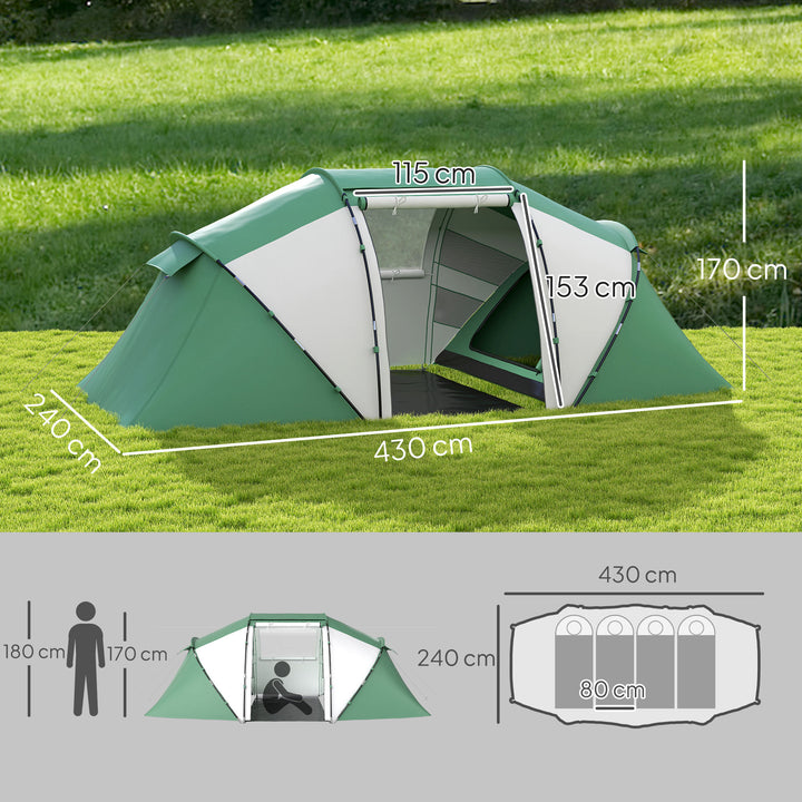 4-6 Man UV Protection Camping Tent - Green and White