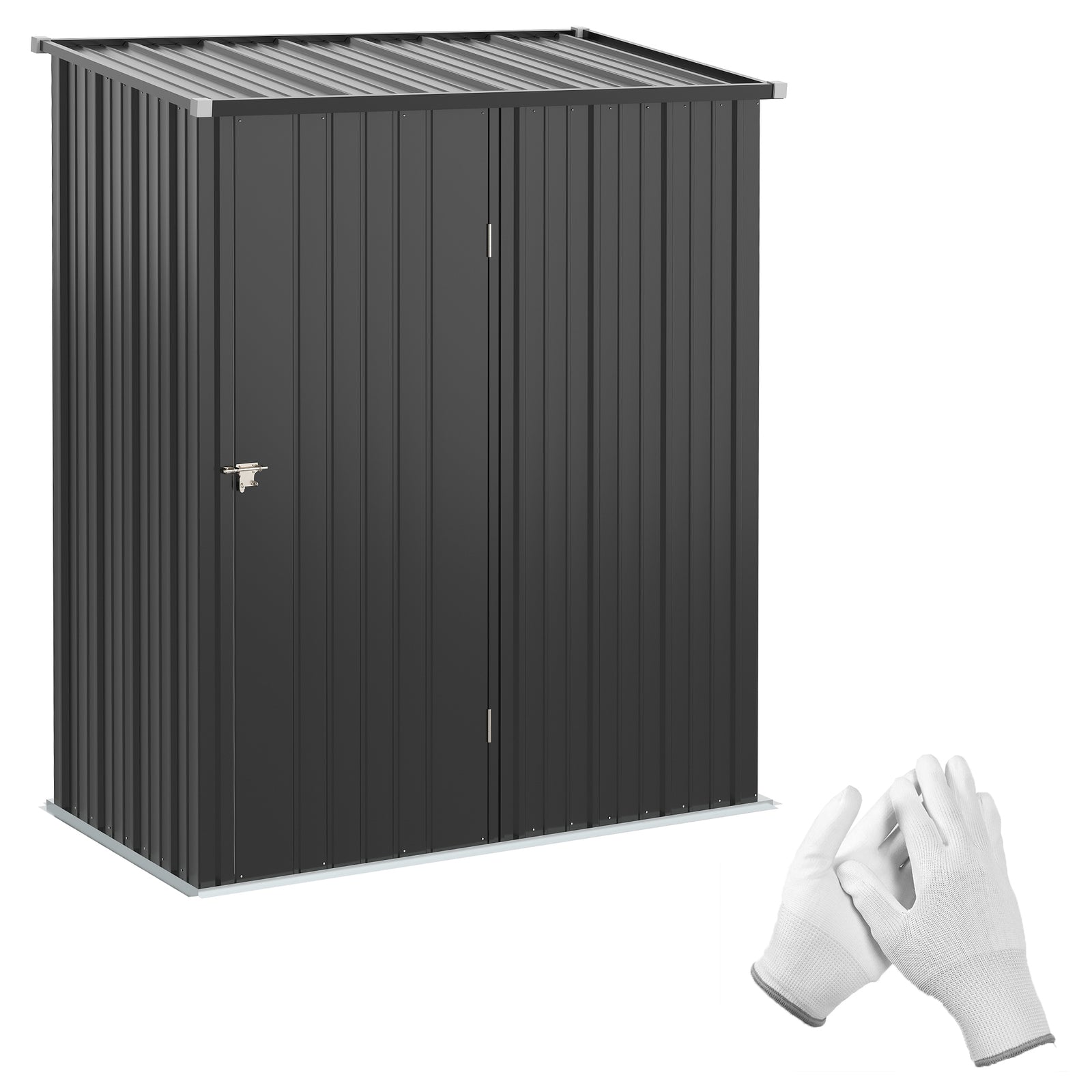5.3 x 3.1ft Corrugated Steel Garden Shed - Black