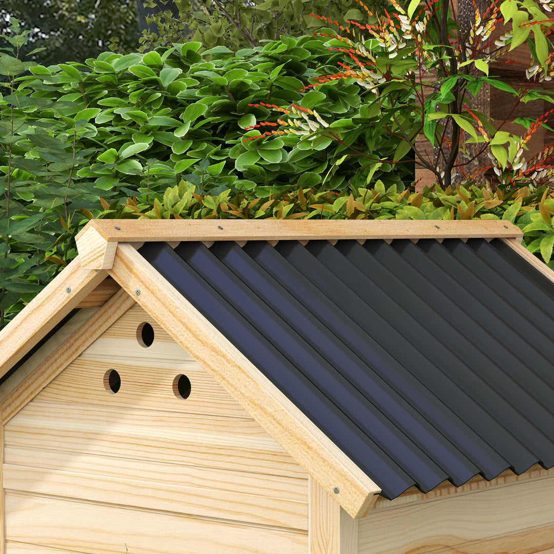 Wooden Duck House with Double Doors, Openable Roof, Ventilation Holes, Removable Base, Natural Wood Finish