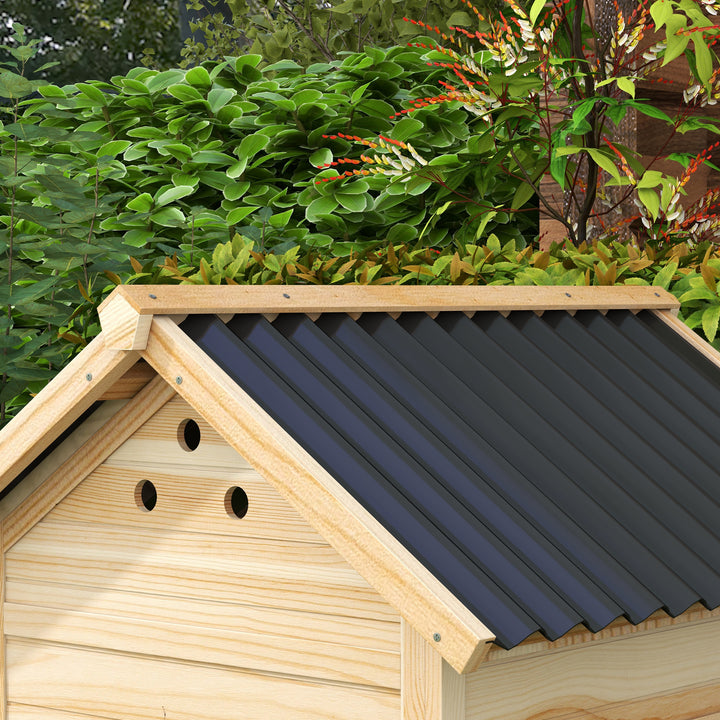 Wooden Duck House with Double Doors, Openable Roof, Ventilation Holes, Removable Base, Natural Wood Finish