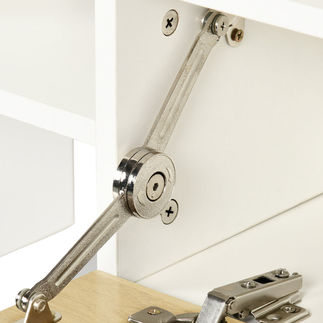 MCL TV Cabinet with Wall Shelf for Wall-Mounted 65" TVs or Standing 40" TVs - White and Natural