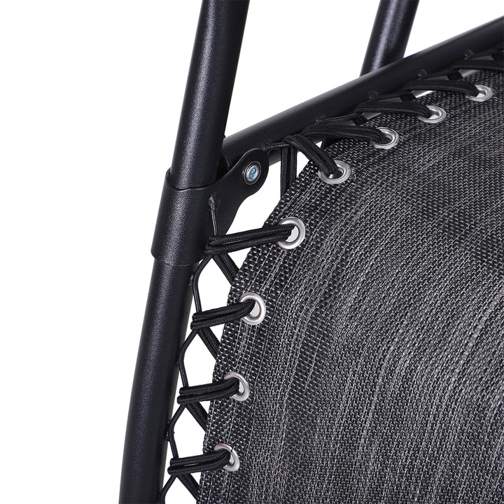 MCL 3pcs Folding Zero Gravity Chairs Sun Lounger Table Set w/ Cup Holders Reclining Garden Yard Pool, Light Grey