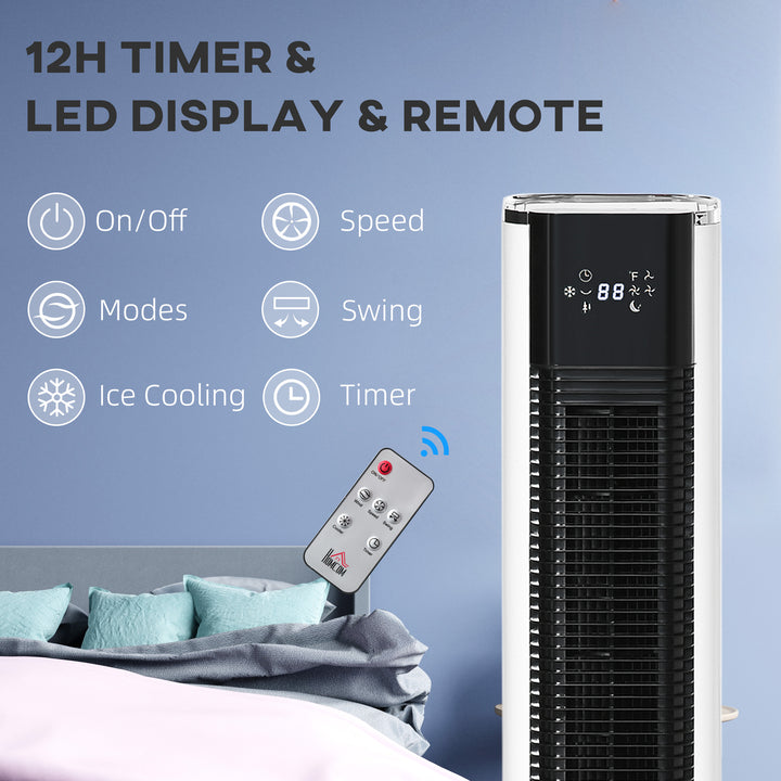 Portable Air Cooler, 6L Tank Humidifier Evaporative Ice Cooling Fan Water Conditioner Unit with 3 Modes, 3 Speed, Remote, Timer, Oscillating for Home Bedroom, White