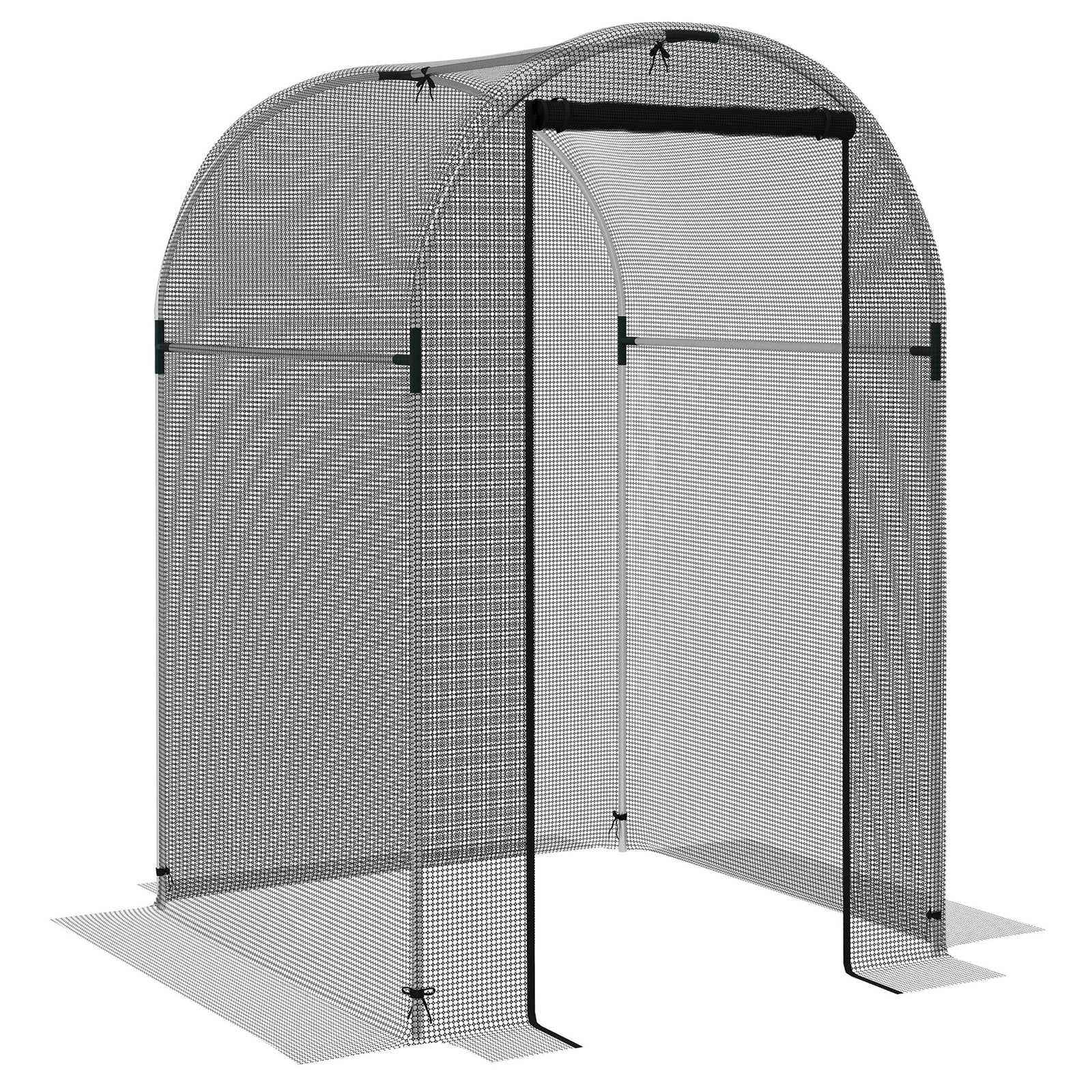 Galvanised Steel Fruit Cage, Plant Protection Tent with Zipped Door, 1.2 x 1.2 x 1.9m, Black