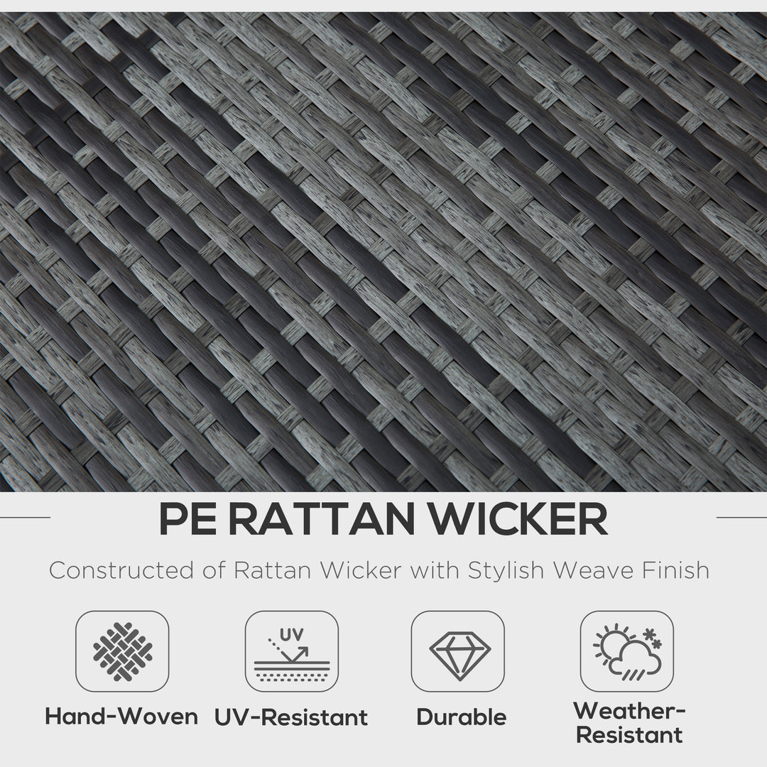 MCL 4 Pcs Rattan Wicker Garden Furniture Patio Sofa Storage & Table Set w/ 2 Drawers Coffee Table,Great Cushioned 4 Seats Corner Sofa - Grey