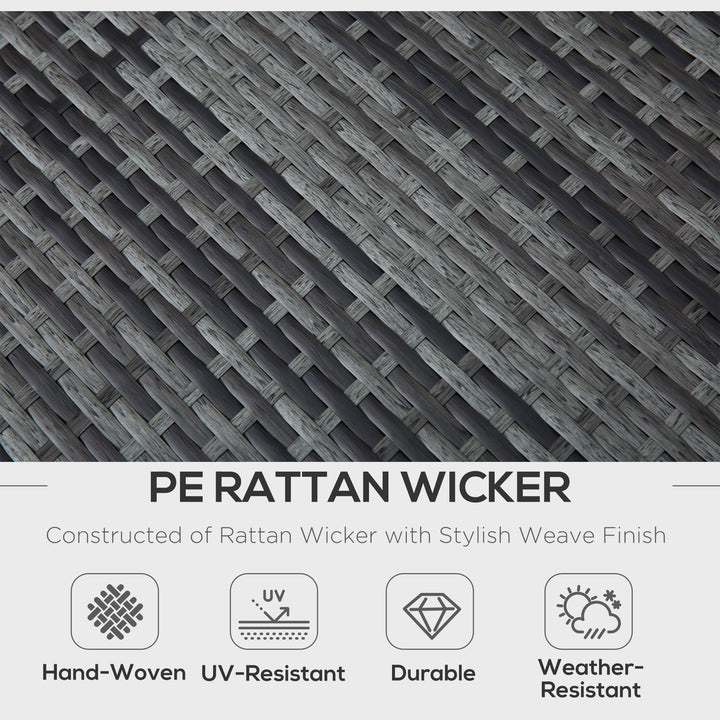 MCL 4 Pcs Rattan Wicker Garden Furniture Patio Sofa Storage & Table Set w/ 2 Drawers Coffee Table,Great Cushioned 4 Seats Corner Sofa - Grey