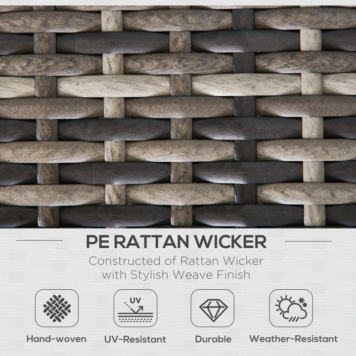 MCL Outdoor PE Rattan Corner Sofa, Garden Wicker Furniture Single Sofa Chair w/ Cushions, Deep Grey