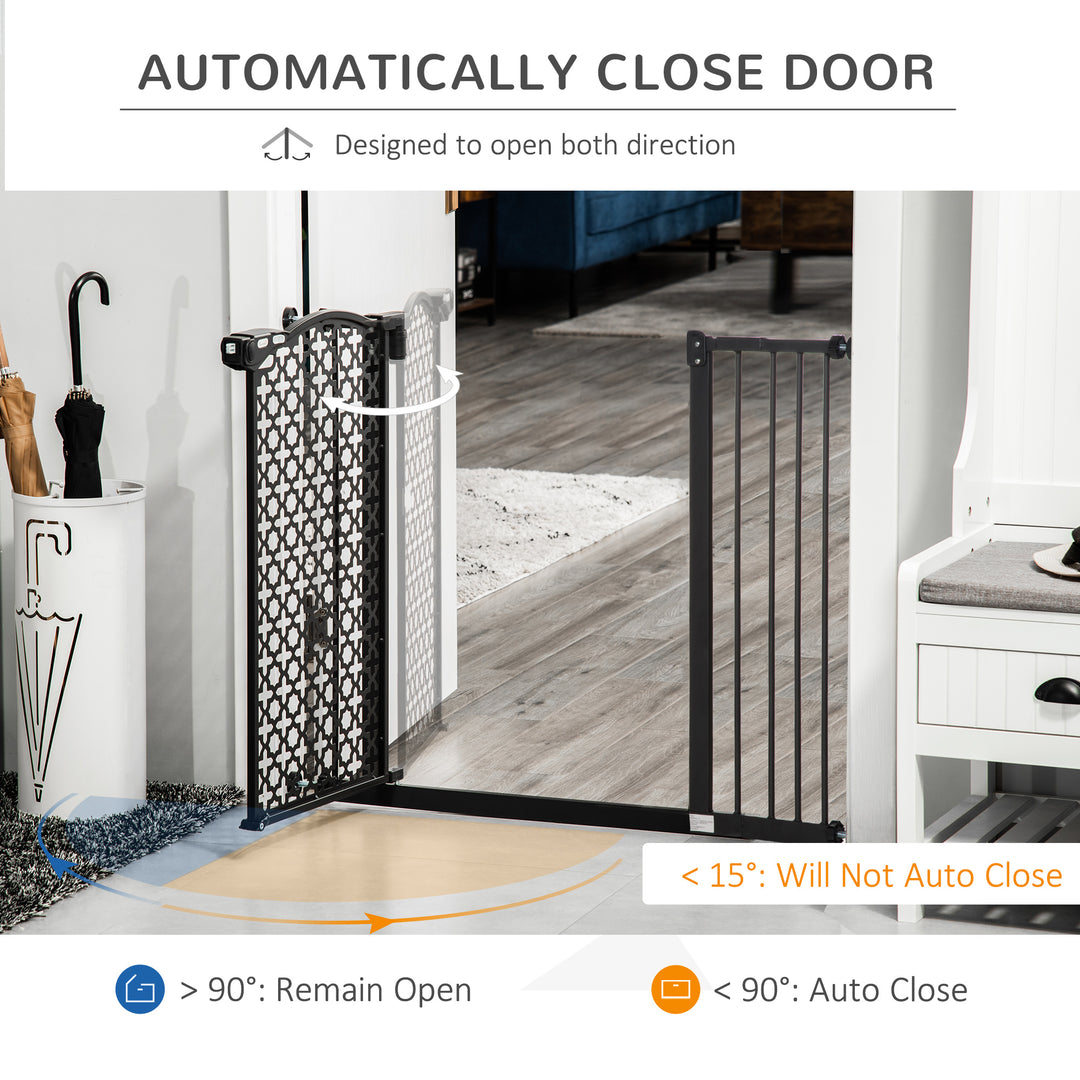 74-105cm Pet Safety Gate Stair Barrier, with Auto Close, Double Locking - Black