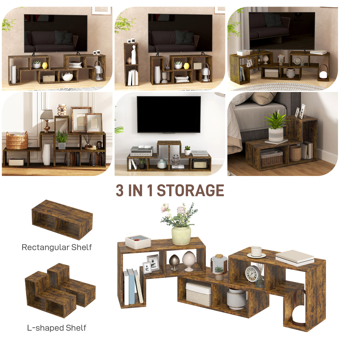 TV Stand for TVs up to 75 Inches, Free Combination TV Unit with Storage Shelves, Extendable Entertainment Centre for Living Room, Rustic Brown