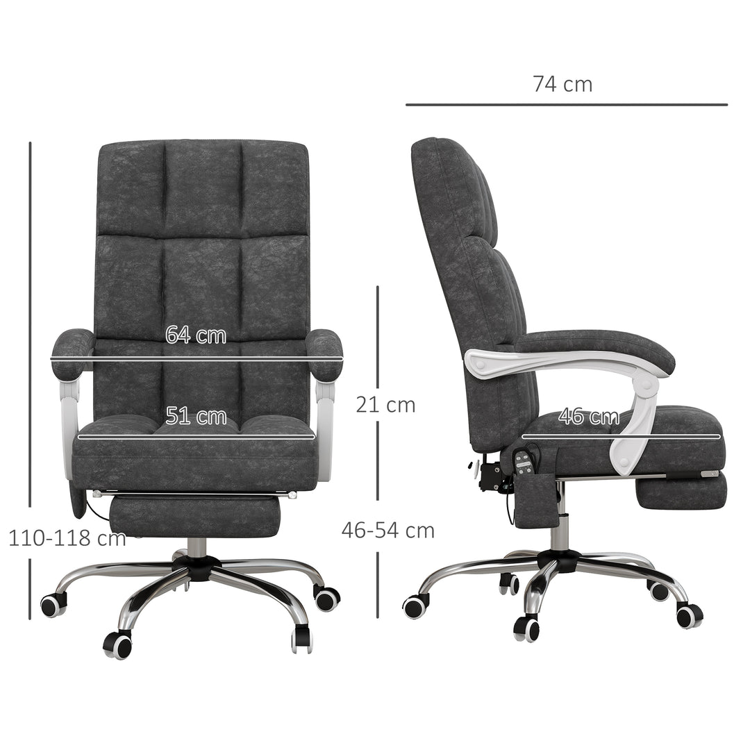 Massage Office Chair, Ergonomic Desk Chair, Comfy Work Study Chair with Heat, Padded Seat, 135° Reclining Back and Footrest for Home Office, Charcoal Grey