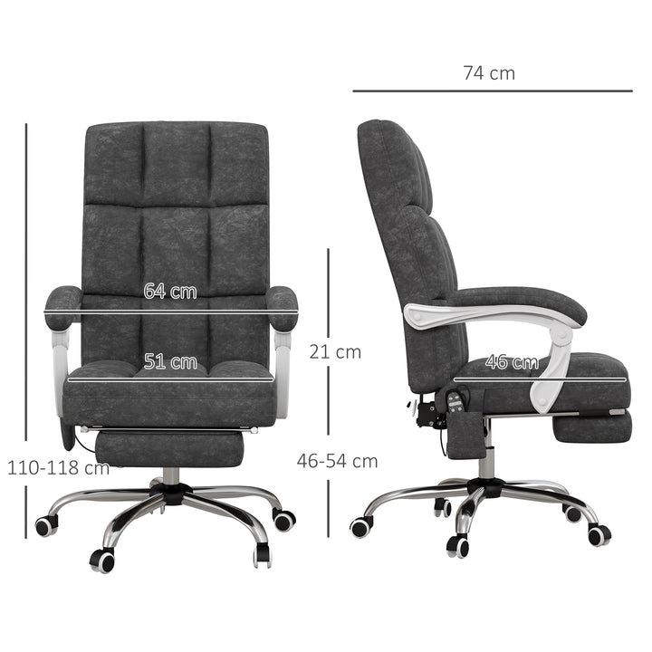 Massage Office Chair, Ergonomic Desk Chair, Comfy Work Study Chair with Heat, Padded Seat, 135° Reclining Back and Footrest for Home Office, Charcoal Grey