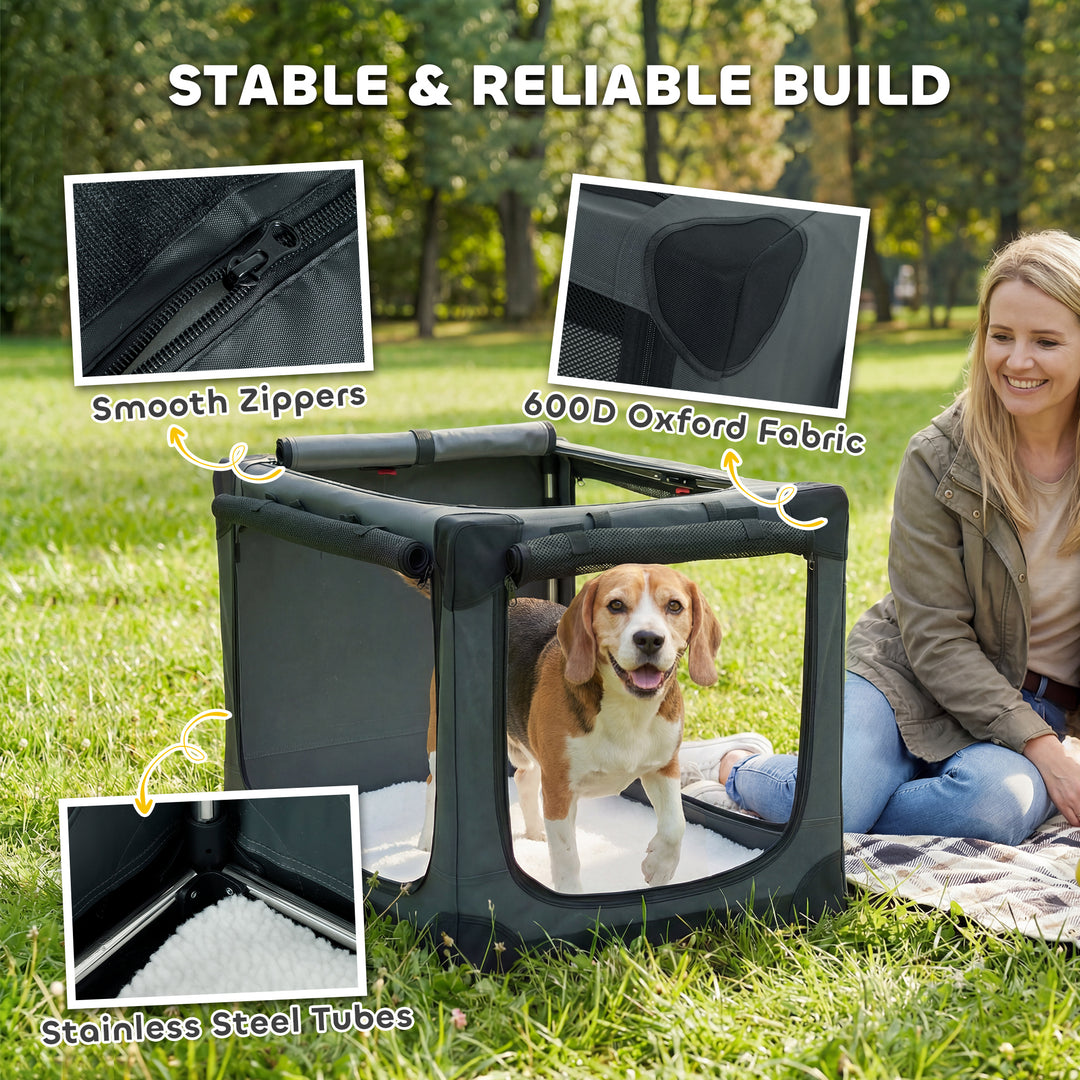 Soft Dog Crate Pet Travel Crate 76 x 54 x 54 cm with Removable Pad Mes