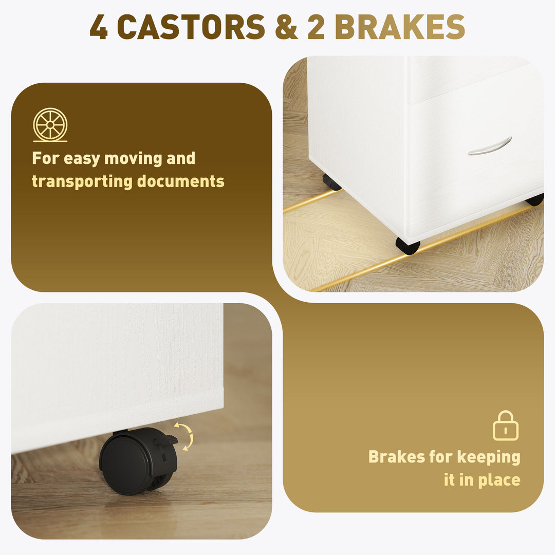 Two Drawer Lockable Filing Cabinet - White Wood Grain
