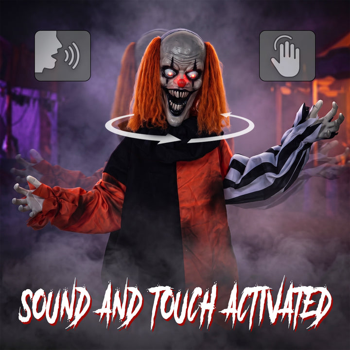 Animated Halloween Face Changing Clown, Animatronic Joker with Cacklin