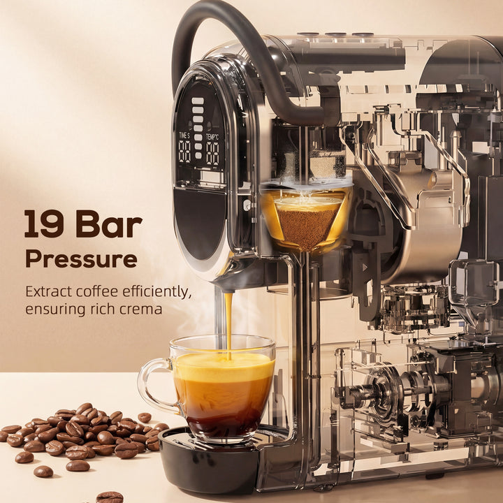 Pod Coffee Machine for Nespresso, Dolce Gusto Capsule &amp; Ground Coffee,