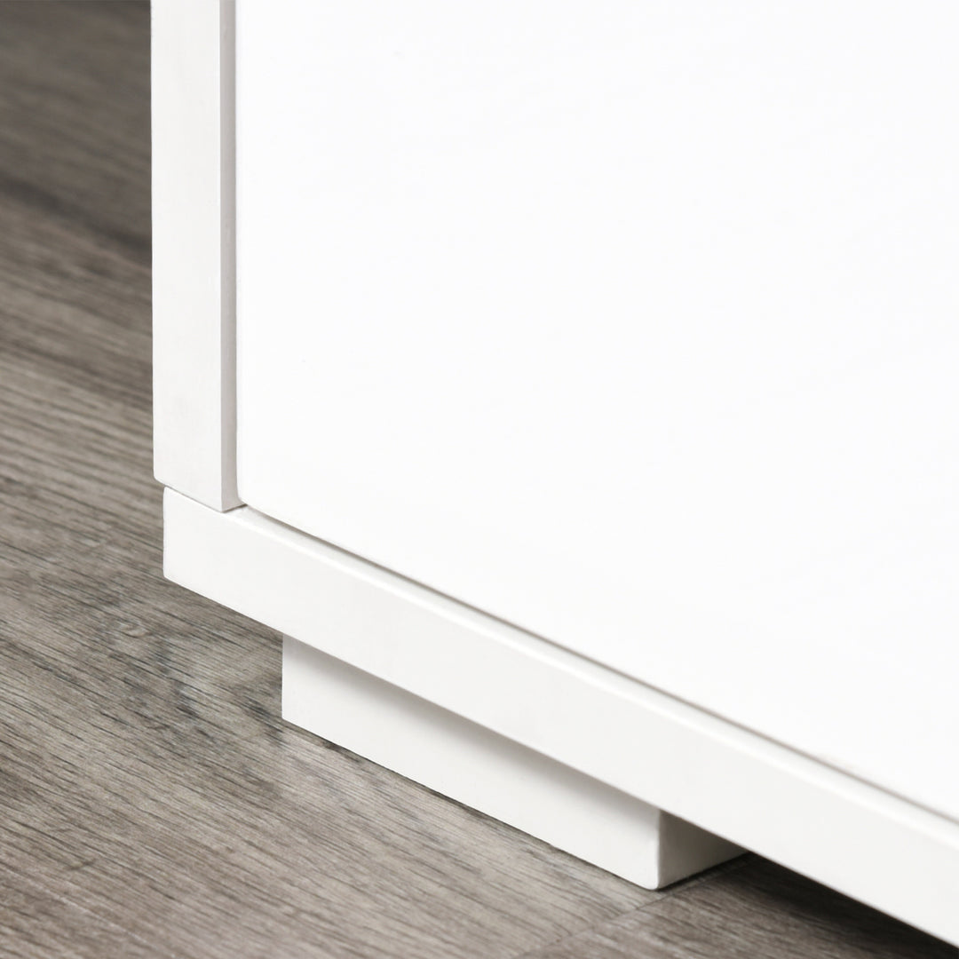 High Gloss TV Stand Storage Cabinet with 2 Shelves for Living Room Home Furniture White