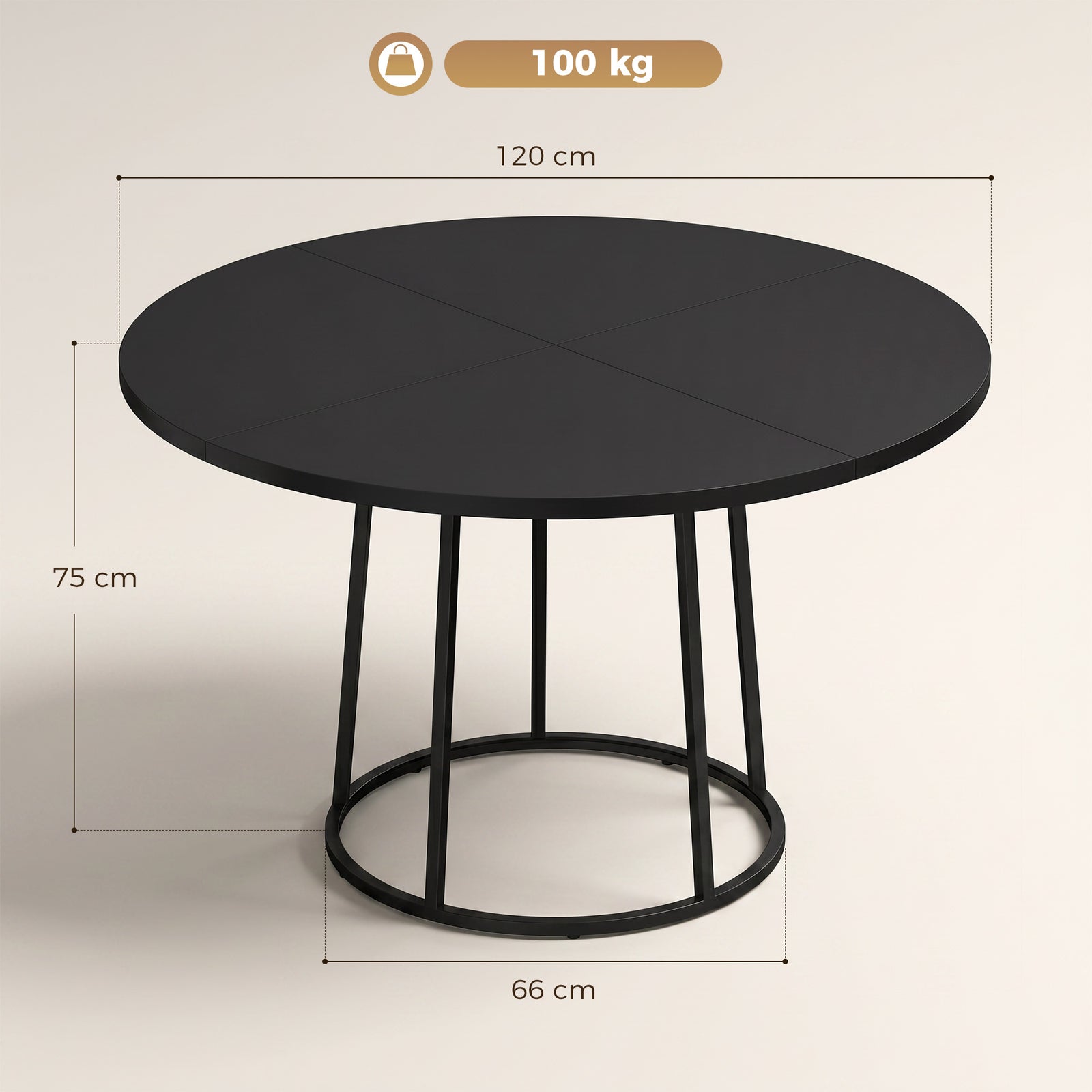 Dining Table Space Saving Kitchen Table Spliced Tabletop Conical Metal