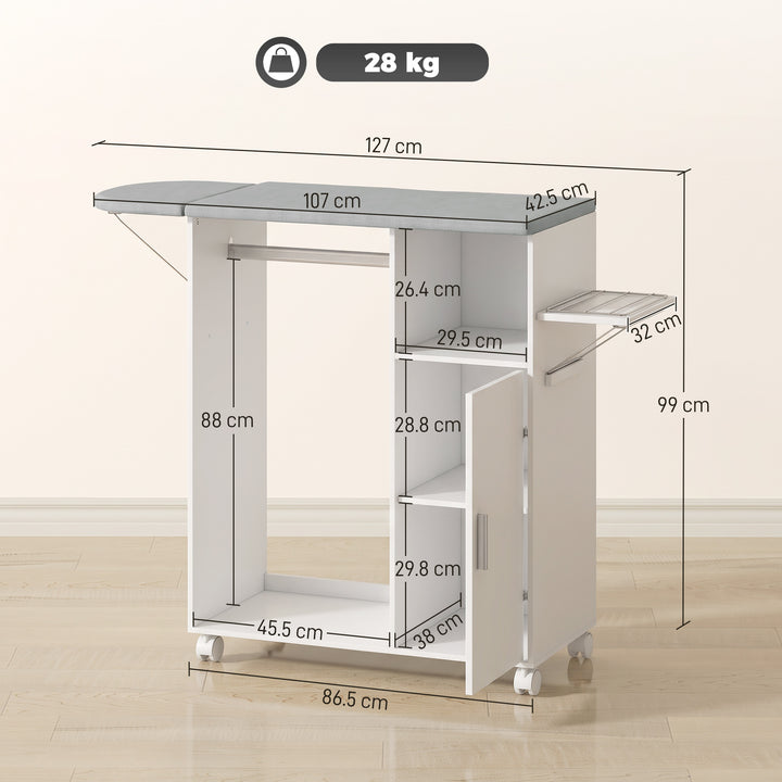 Rolling Ironing Board Cabinet, Foldable Ironing Station with Storage - view 3