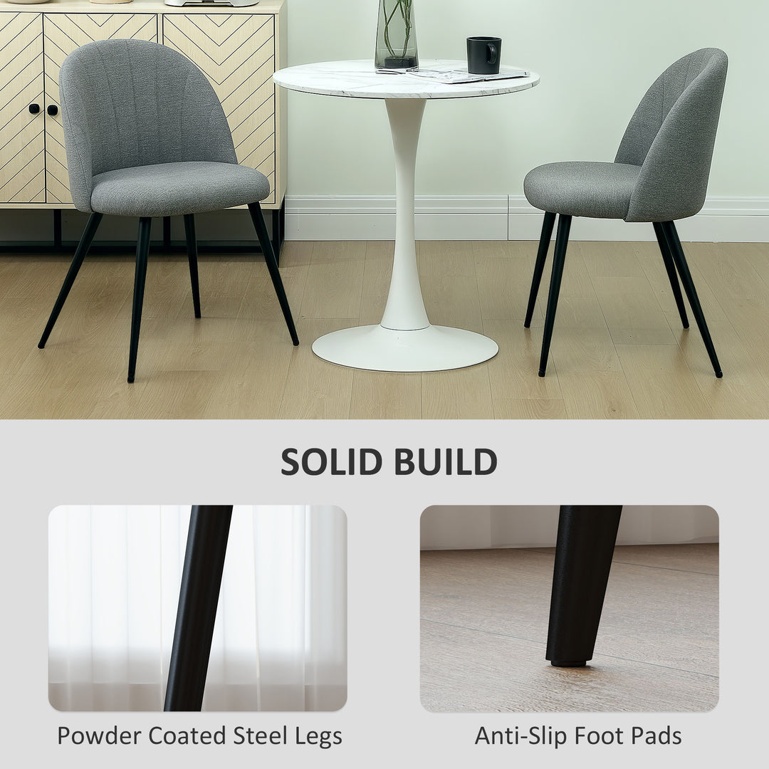 Dining Chairs Set of 2, Modern Upholstered Kitchen Chairs with Metal Legs, Shell Backrest and Padded Seat for Dining Room, Bedroom, Living Room, Vanity, Grey