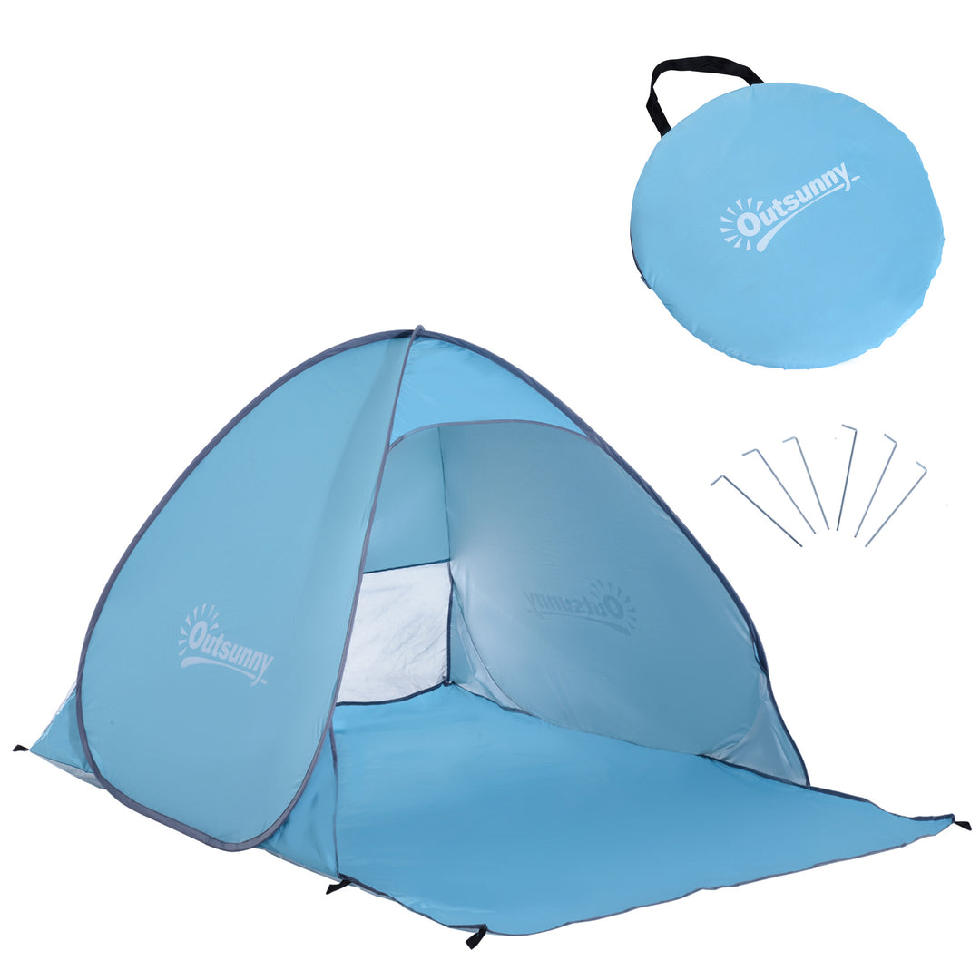 MCL 2-3 Person Pop up Beach Tent Hiking UV 30+ Protection Patio Sun Shelter (Blue)