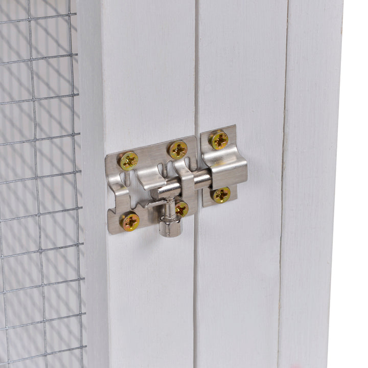 MCL Wooden Rabbit Hutch and Run with Sliding Tray, Ramp, Water-resistant Roof, for 2-4 Rabbits, Grey