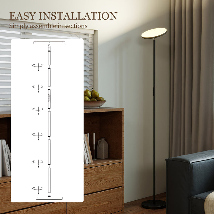 RGB Uplighter Floor Lamp, Tall Dimmable Standing Lamp with Remote &amp; Touch Control, 350° Rotatable Head for Living Room Bedroom, 2700K-6000K Colour Temperatures