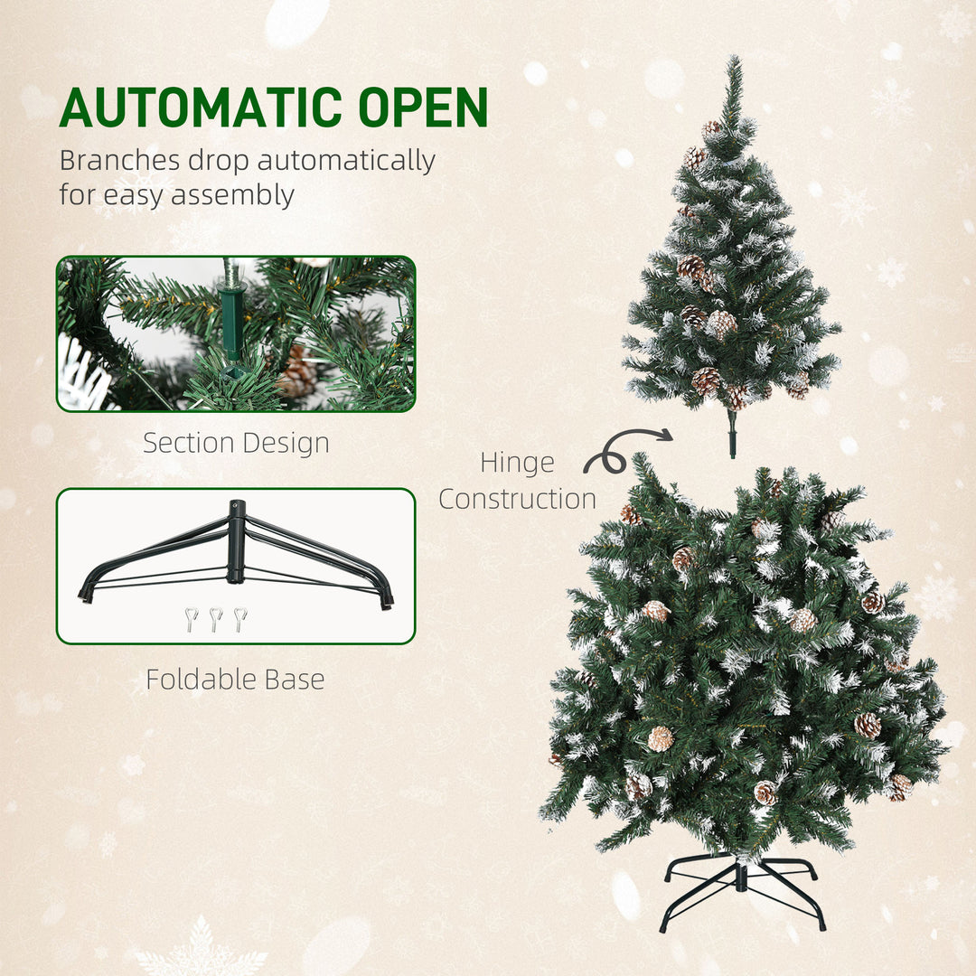 5FT Artificial Christmas Tree with Pine Cones, Holiday Home Xmas Decoration Automatic Open, Green