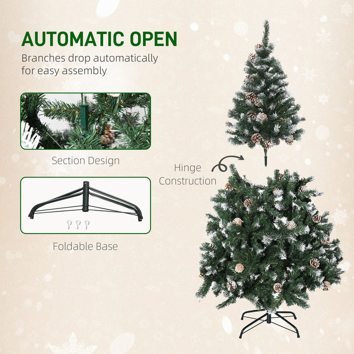 5FT Artificial Christmas Tree with Pine Cones, Holiday Home Xmas Decoration Automatic Open, Green