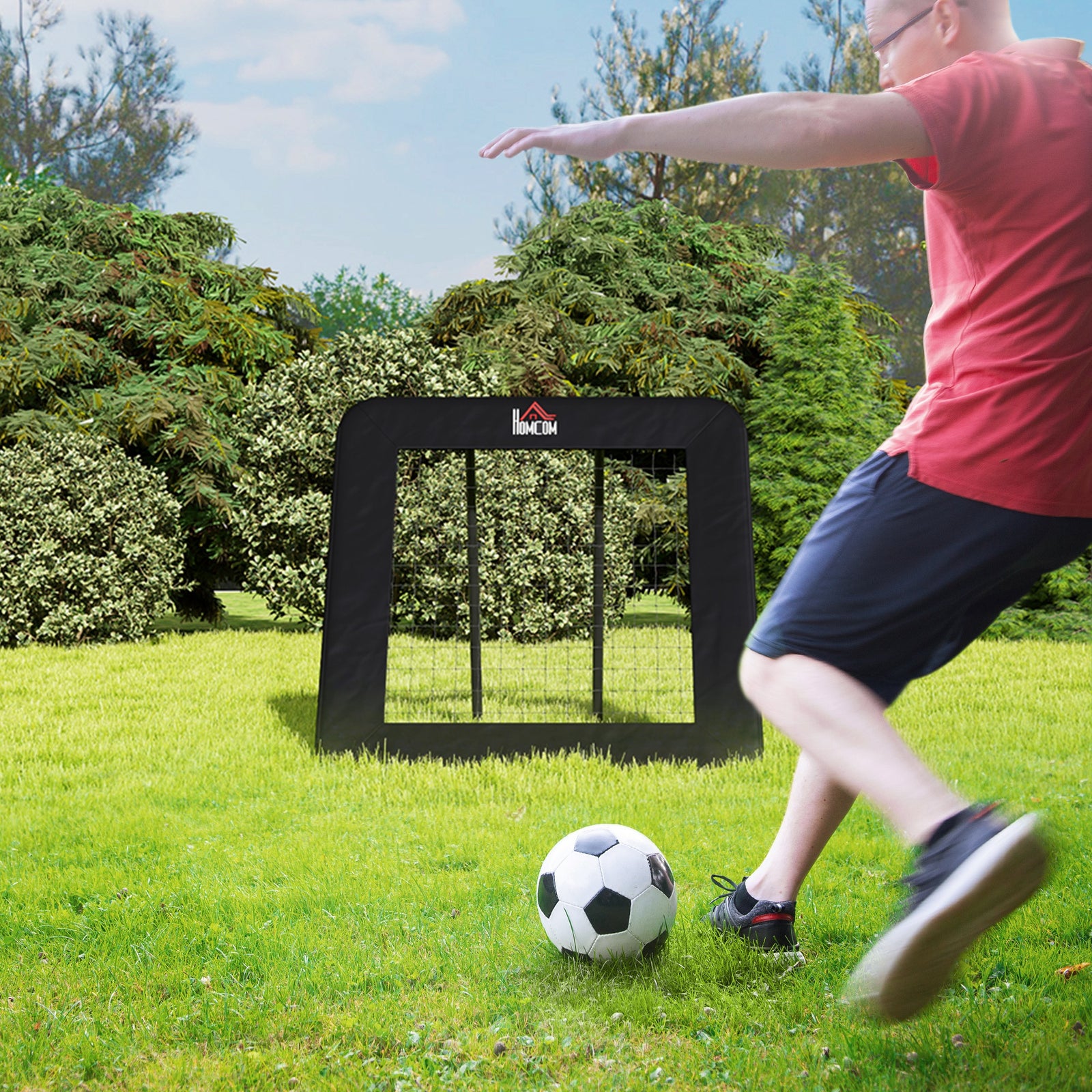 Football Training Net Target Goal, with Adjustable Angles - Black