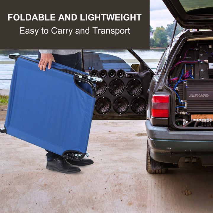 MCL Foldable Sun Lounger with 5-Position Adjustable Backrest, Outdoor Portable Recliner Chaise Lounge Chair with Breathable Mesh Fabric, Blue