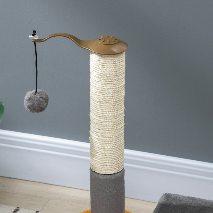 56cm Cat Tree Tower Activity Centre, Climbing Stand Kitten House Furniture w/ Scratching Posts, Toy Ball - Grey