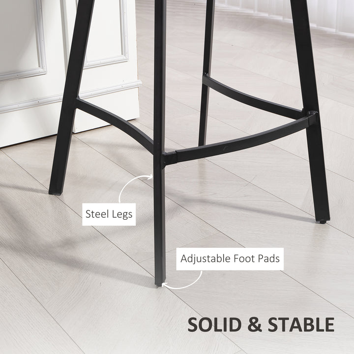 MCL Bar Stools Set of 2, PU Leather Dining Stools with Backrest, Footrest, for Kitchen, Counter, Breakfast Bar, Grey