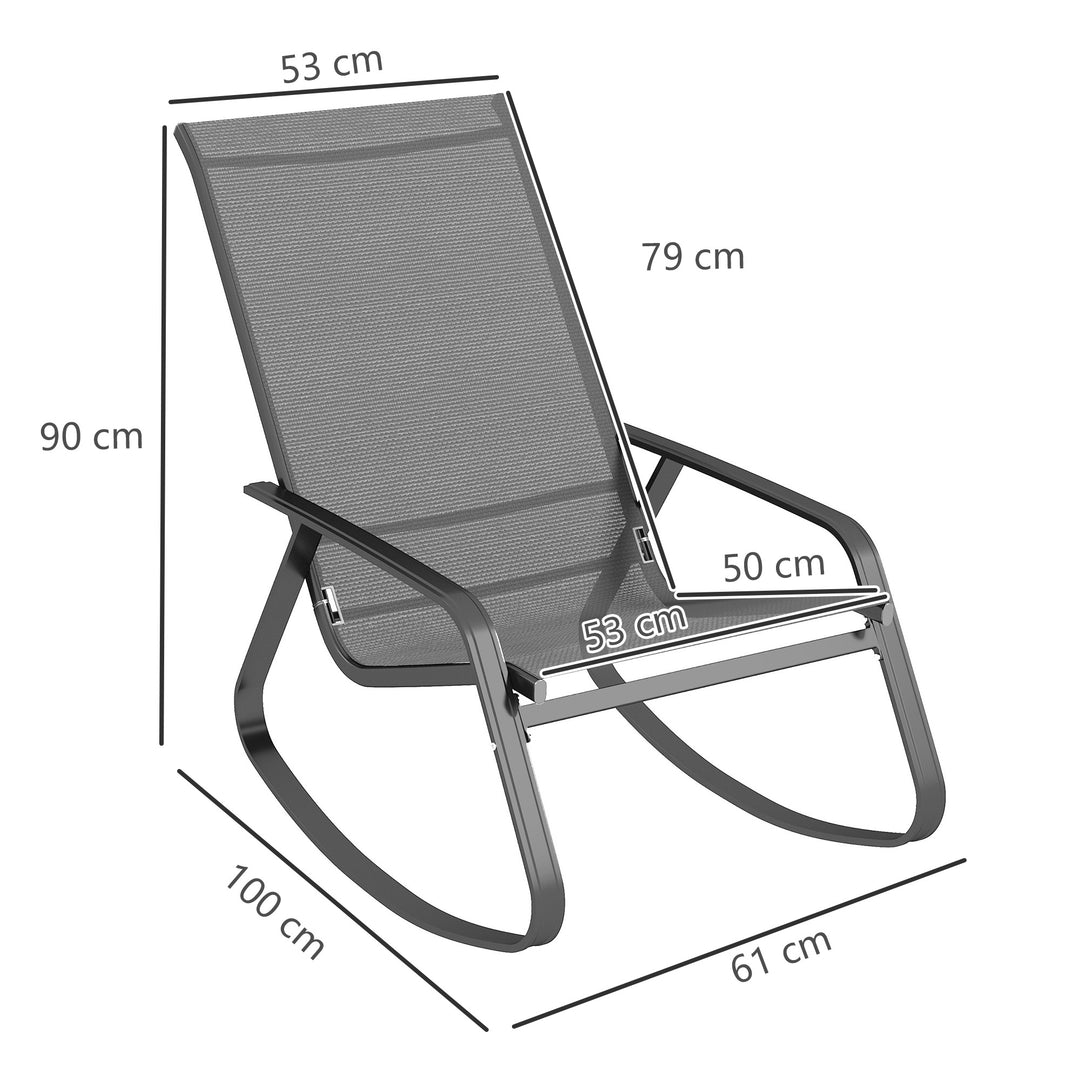 Set of Two Rocking Garden Chairs - Grey