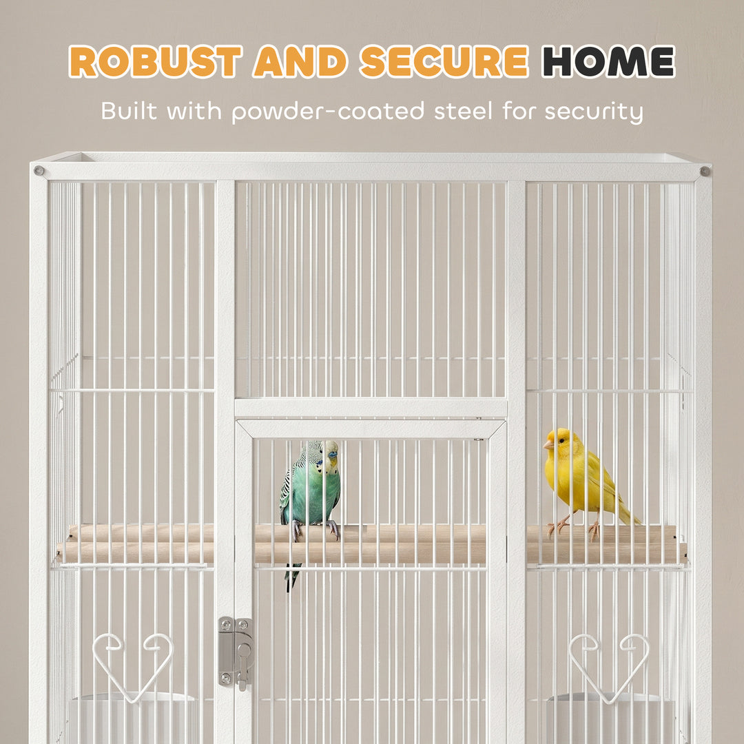 Bird Cage Detachable with Rolling Stand Parrot Cage with Storage Shelf