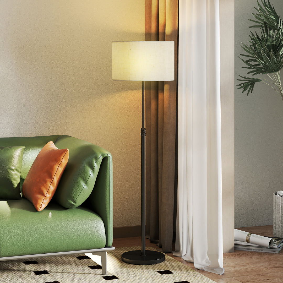 Floor Lamp with Remote, Height Adjustable Standing Lamp with Linen Sha