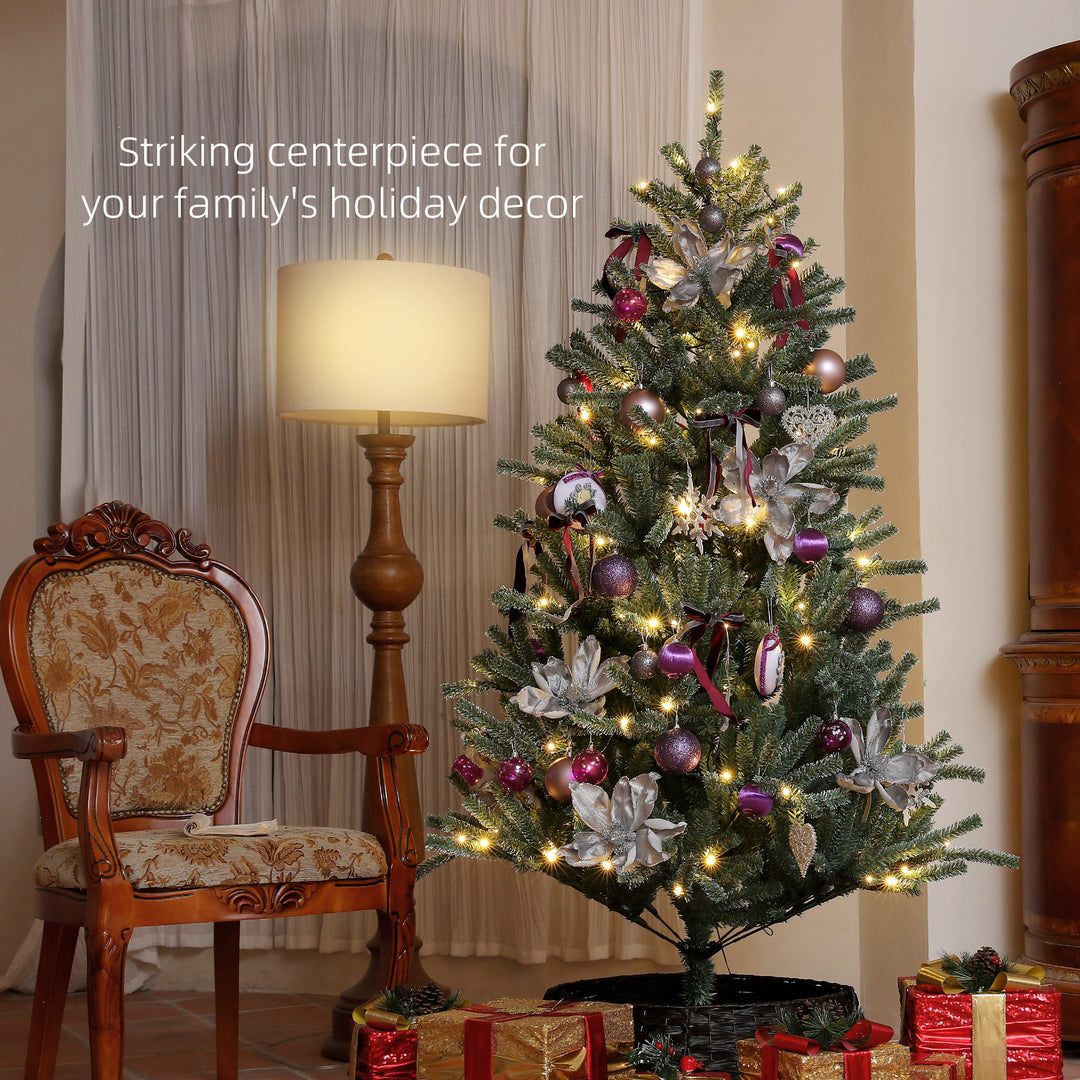 6ft Artificial Christmas Tree, with Purple Decorations and Lights