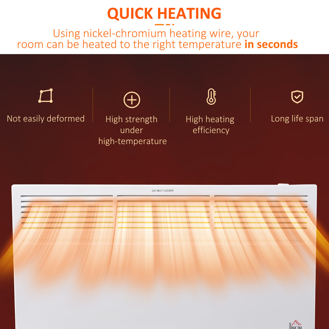 POWER Convector Radiator Freestanding or Wall-mounted Heating with 2 Heat Settings Safety Cut-Off, White