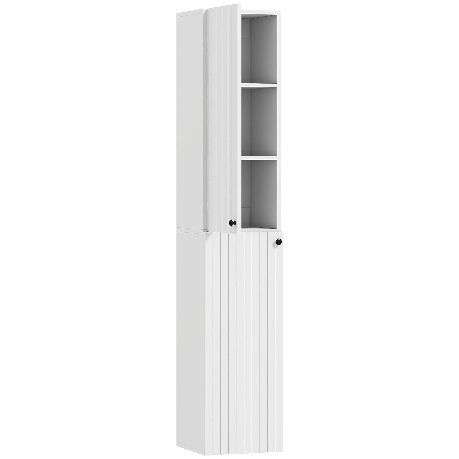 Wall Mounted Tall Bathroom Storage Cabinet with Soft-Close Hinges, Slim Bathroom Cabinet with 2 Doors, White