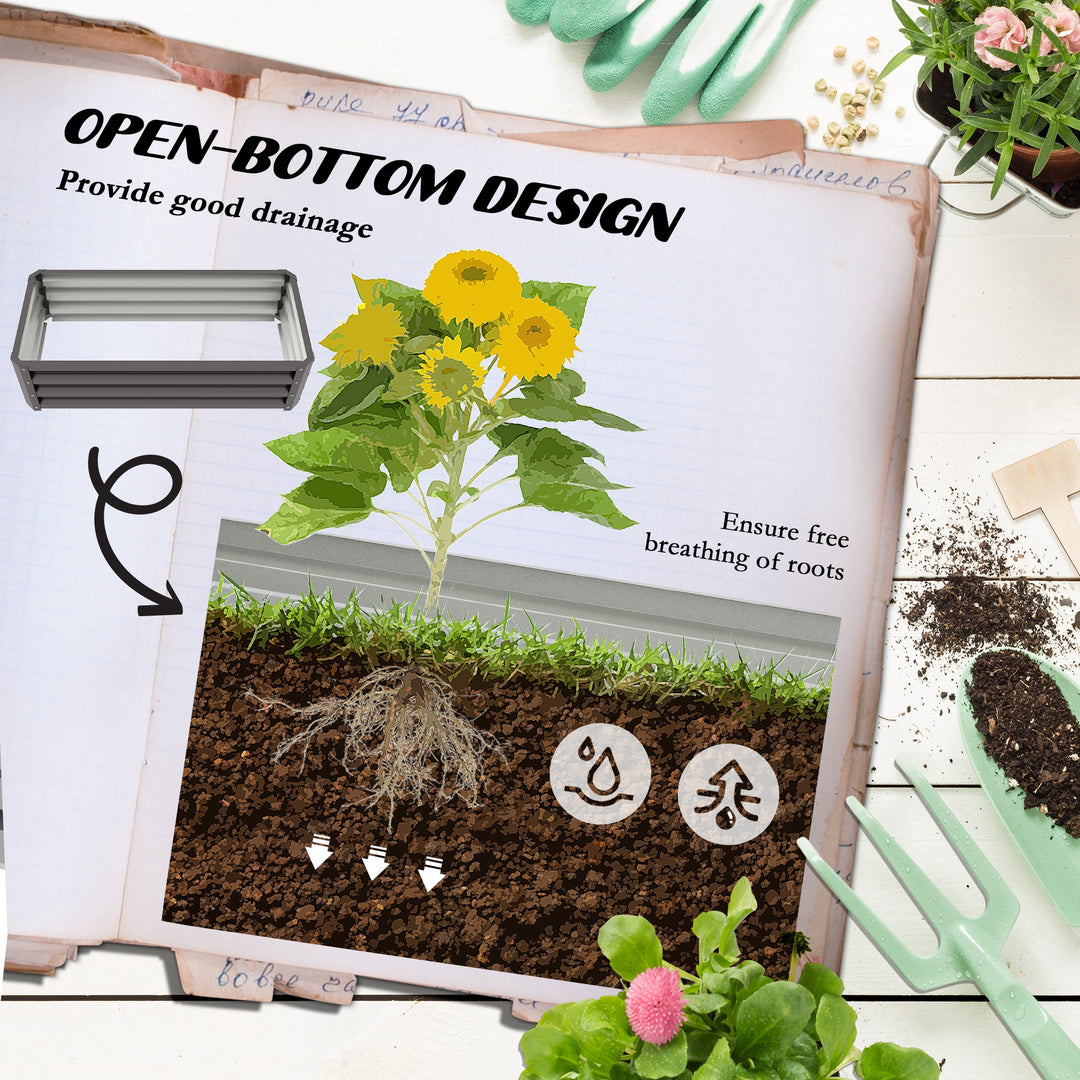 Set of Two 110 x 50cm Steel Planter Boxes - Dark Grey