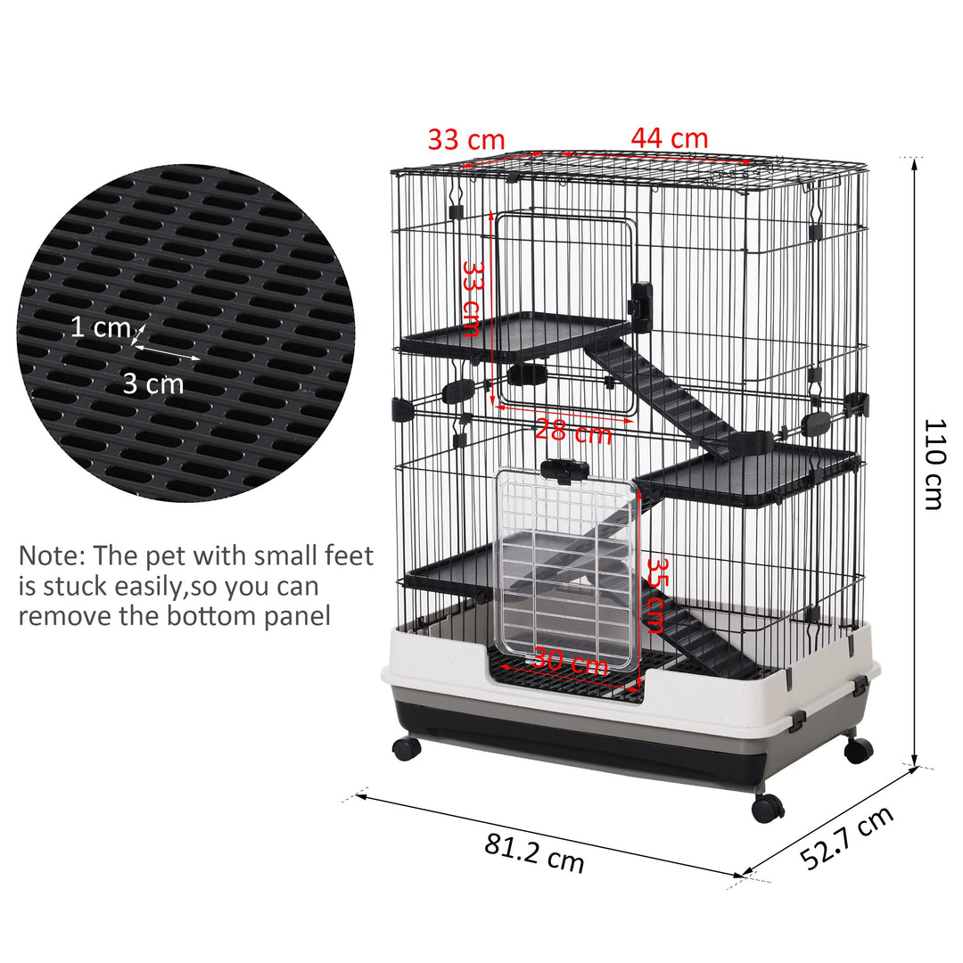 Metal Wire 3-Tier Small Guinea Pigs Hutches Rabbits Hutches Black/White