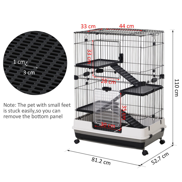 Metal Wire 3-Tier Small Guinea Pigs Hutches Rabbits Hutches Black/White