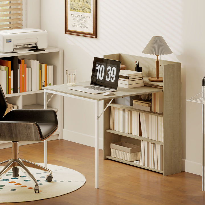 Kitchen Table, Folding Dining Table, with 4-Tier Shelves, Modern Drop-