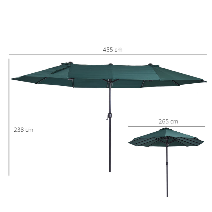 Outsunny Waterproof 4.6m Garden Parasol Double-Sided Sun Umbrella Patio Market Shelter Canopy Shade Outdoor Green | Aosom UK